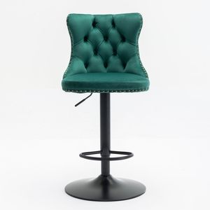 Modern Upholstered <b>Bar</b> <b>Stools</b> with Swivel Velvet Seat <b>Adjustable</b> 25 33 Inch Height 17.7 Inch Base Comfortable Backrest - Product Image 2