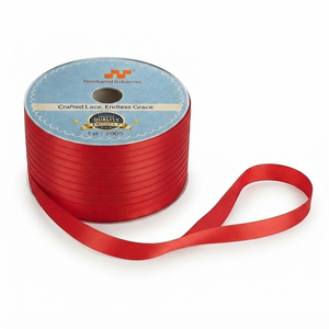 6mm Red Single Face Satin Ribbon Customizable Supplier 350 Meter Roll for Chocolate <b>Boxes</b> Bakery Packaging Valentine Gifts Bulk - Product Image 3