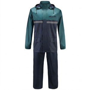 Heavy Duty Workwear Rain Suit <b>Waterproof</b> Hooded Jacket With Matching Pants For Factory Farm And Road <b>Work</b> - Product Image 1