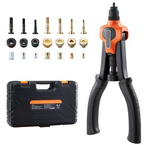 Kit di utensili Rivnut a due mani da 14 pollici con 7 mandrini e 70 dadi metrici e SAE, misure M6, M8, M10, 10/24, 1/10/24, per prestazioni migliorate - Product Image 1