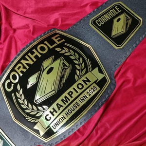 Ceinture de championnat de Cornhole personnalisée avec logo, ceinture de champion originale en cuir, trophée sportif - Product Image 3