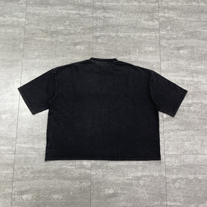 T-shirts personnalisés sérigraphiés, coupe ample et épaisse, style vintage délavé à l'acide avec pierres précieuses pour hommes - Product Image 3