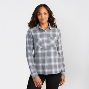 Camisa de Franela Tejida para Mujer con Logotipo Personalizado, Lisa, Casual, con Botones, Manga Larga, Premium, Transpirable, Ecológica, Antiarrugas, 100% - Product Image 1