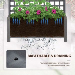 Fioriera Rialzata da Giardino in Legno con Traliccio per Piante Rampicanti, Supporto per Vasi da Esterno, Modello: Fioriera Rialzata - Product Image 4