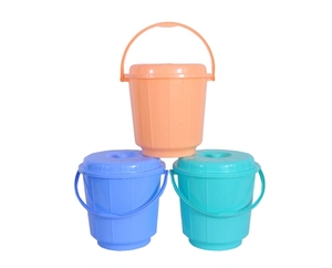 Durable Eco-Friendly Round Plastic Handle Bucket with Lid 3L <b>5L</b> Customized Color for <b>Water</b> Storage Cleaning Household Use - Product Image 3