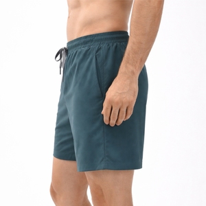 Shorts de sport pour hommes, couleur personnalisée, taille élastique, cordon de serrage, course à pied, gym, été, légers, polyester, athlétiques. - Product Image 3