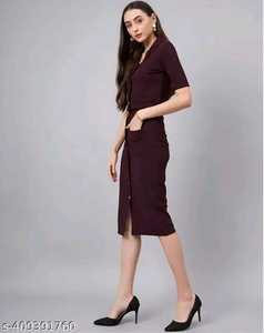 ชุดเสื้อเบลเซอร์เอวลอยมีสไตล์เก๋ไก๋มีกระดุมชุดกระโปรงผ้า laikra แขนสามส่วนชุดเดรสลำลองที่สง่างาม - Product Image 5