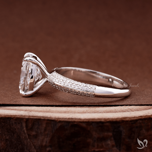 3 CT elongated <b>cushion</b> lab grown diamond <b>ring</b> with micro pave band in 10K white gold IGI certified bridal engagement <b>ring</b> - Product Image 3