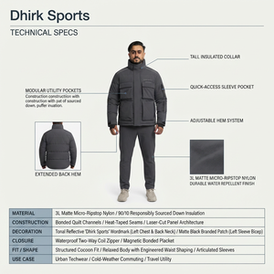 Custom <b>Techwear</b> Men's Waterproof Zipper Puffer <b>Jacket</b>-Futuristic Down Coat for Winter-B2B Supplier - Product Image 5