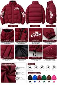 Vestes matelassées personnalisées de haute qualité, réversibles et grandes tailles, chaudes et confortables pour l'hiver, coupe-vent. - Product Image 6