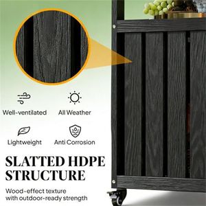 Chariot de bar extérieur noir avec étagère de rangement pour îlot de cuisine - Product Image 3
