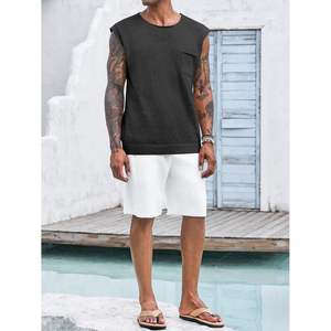 2025 <b>Men's</b> Crochet Cap Sleeve Summer Beach Hippie <b>Sweater</b> <b>Vest</b> Casual Knitted Tank Tops - Product Image 1