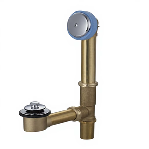 Robinet de bain tubulaire traditionnel en laiton avec finition nickel brossé/chrome - Product Image 1