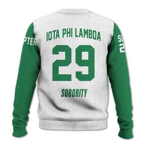 Chaqueta Universitaria Personalizada Iota Phi Lambda, Chaqueta Blanca con Verde Esmeralda, Sudadera de la Hermandad Iota Phi Lambda - Product Image 6