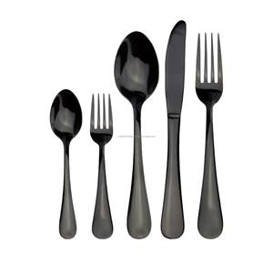 Ensemble de couverts 4 pièces en acier inoxydable noir de style américain de luxe de vente chaude - Product Image 1