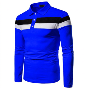 เสื้อโปโลแขนยาวผู้ชาย สีเหลือง ลายทาง ดีไซน์ถักแบบลำลอง - Product Image 4