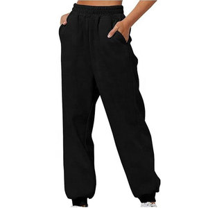Pantalones Deportivos Casuales de Mujer, Largos, Holgados, con Bolsillos, Cintura Elástica, Color Negro Personalizado, Estilo Otoñal - Product Image 3