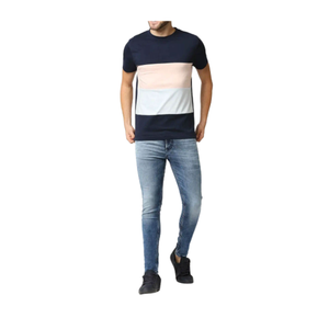 เสื้อยืดคอกลมแขนสั้นผู้ชาย ผ้าฝ้าย 100% ระบายอากาศได้ดี เป็นมิตรกับสิ่งแวดล้อม ลายทาง  น้ำหนัก 230 กรัม ทรงปกติ สวมใส่สบาย - Product Image 5