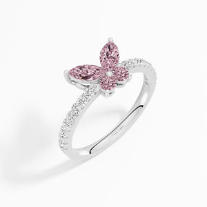 แหวนวงนิรันดร์คลาสสิกประดับมอสซาไนต์ทรงมาร์ควิสสีชมพูลายผีเสื้อ น้ำหนัก 0.74 กะรัต สำหรับผู้หญิง ชุบโรเดียม ตัวเรือนทอง 10K 14K 18K - Product Image 4