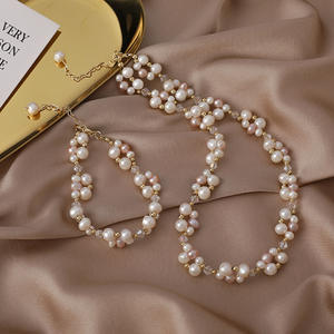 Fashionable Freshwater Pearl Patchwork Bracelet <b>Crystal</b> Wrapped Pearl <b>Necklace</b> Niche Design Ins <b>Crystal</b> Freshwater <b>Necklace</b> - Product Image 3