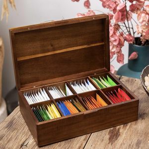 Caja de Madera de Acacia de Alta Calidad para Bolsitas de Té, con 8 Compartimentos, Acabado Mate, Ideal para Regalo en Ocasiones Especiales y Decoración del Hogar - Product Image 4