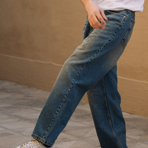 Pantalones Vaqueros de Mezclilla para Hombre OEM Winter Solid 2026, Corte Relajado, Pierna Recta, Casuales, Holgados, Transpirables, Estilo Hip Hop, a la Moda - Product Image 4