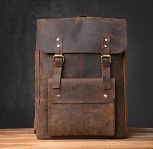 Custom Genuine Leather Backpack Large Capacity Travel <b>Laptop</b> <b>Bag</b> Waterproof Real Leather <b>Rucksack</b> School <b>Bag</b> LBK-0153 - Product Image 4