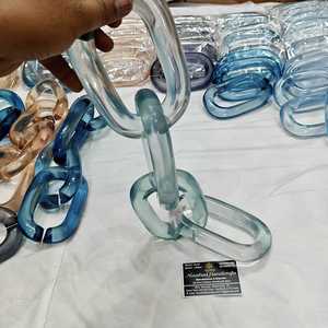 Cadena de eslabones de resina para decoración de pared, cadena transparente abierta para pared, hebilla de cadena, joyería DIY, cadena de eslabones cubanos de plástico acrílico para decoración de pared - Product Image 2