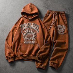 Ensemble deux pièces personnalisé en tricot 100 % coton respirant, survêtement jogger avec impression en relief, style streetwear délavé à l'acide - Product Image 5