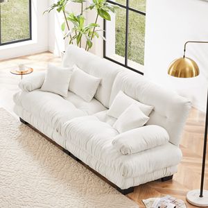 Divano Cloud a 2 Posti in Ciniglia per Soggiorno, Include 2 Cuscini Lombari e 2 Cuscini Decorativi - Product Image 2