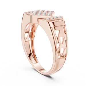 TRENDY Round CUT LAB GROWN DIAMOND RHODIUM PLATED <b>RING</b> <b>SET</b> 18KT SOLID ROSE Gold ENGAGEMENT WEDDING GIFTING DAILY OFFICE USE <b>MEN</b> - Product Image 3
