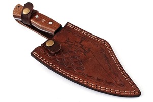 Couteau à découper artisanal en acier inoxydable avec manche en bois et étui en cuir, couteau de boucher personnalisé pour hacher la viande, couteau de chef de cuisine OEM ODM - Product Image 5