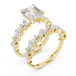 2ct Asscher Cut Lab Grown Diamond Engagement <b>Ring</b> 18K Solid Gold Marquise Cluster <b>Split</b> Shank IGI Certified VVS E-F <b>Ring</b> - Product Image 2