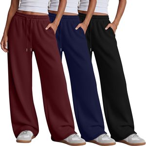 Pantalon de survêtement ample pour femme avec logo personnalisé, en molleton 100% coton épais, décontracté, coupe large, taille haute, style jogger - Product Image 2