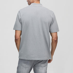 Polo homme à col quart-zippé, 100% coton, coupe ample, logo imprimé DTG personnalisé, manches courtes, article le plus vendu - Product Image 3