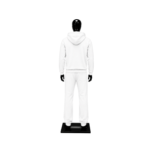 Ensemble de survêtement blanc pour homme, sweat à capuche zippé et pantalon de jogging coupe droite, tenue de sport décontractée unie, vente en gros, vêtements de sport personnalisés - Product Image 2