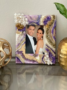 Purple Gold Geode Acrylic UV Printed Customizable <b>Photo</b> <b>Frame</b> Handmade Amethyst Crystal Agate for Home Decor Gifts REHMAN CRAFT - Product Image 1