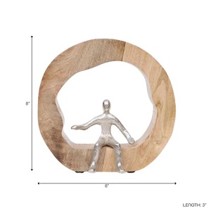 Sculpture circulaire figurative en bois faite à la main, décoration de table, art minimaliste, artisanat pour salon, cadeau - Product Image 5