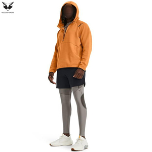Ensemble de survêtement pour homme, sweat à capuche à col mi-zippé et manches longues, avec short de sport, disponible en différentes couleurs. - Product Image 2