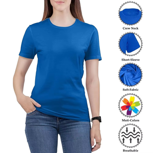 Top Quality Women's Crew Neck Short Sleeve T-<b>Shirt</b> Slim Fit Casual Solid Color Jersey Knit Breathable Spring Summer Wear - Product Image 6