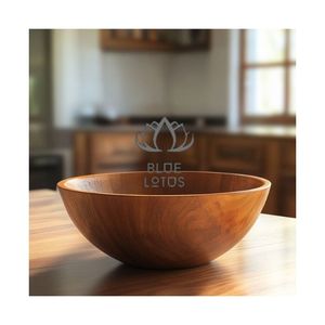 TOP SELLING 2026 Large Wooden Bowls For Kitchen Mixing And Family Dining Pure Wood Clean <b>Safe</b> Durable Rustic Style Cook Gear - Product Image 1