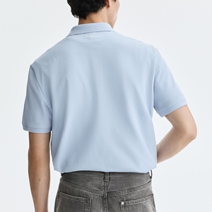 Chemise de golf en tricot uni personnalisée pour hommes, coton de haute qualité, manches courtes, respirante, vêtements de sport décontractés - Product Image 3