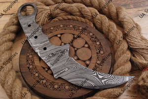 Venta al por mayor de cuchillos de hoja fija de acero de Damasco de espiga completa, tipo pico de halcón, para caza y camping, en blanco, OBM OEM ODM Suministro DIY - Product Image 5