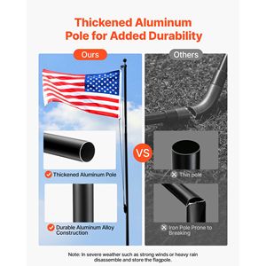 Kit de mât de drapeau sectionnel en aluminium robuste de 20 pieds pour utilisation extérieure au sol - Product Image 2