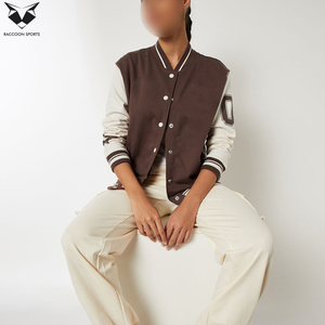 Veste universitaire à manches longues, col boutonné, couleur unie, bordure contrastée, coupe classique, vêtements d'automne pour femmes, tricot polyester coton - Product Image 2