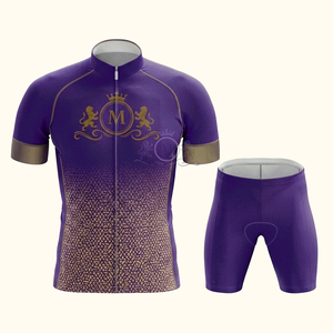 Men's Cycling Jersey Set Purple Gold Logo Print Breathable Polyester <b>Road</b> Bike Kit Adult Custom Design - Product Image 1