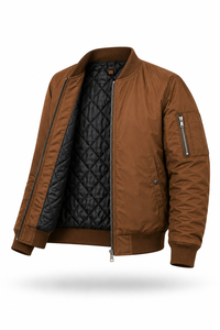 High Quality Wholesale Winter <b>Men's</b> High Street Style Stand Collar Quick Dry Nonwoven Nylon <b>Suede</b> Zipper Solid Pattern <b>Jacket</b> - Product Image 3