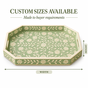 Plateau de service rectangulaire décoratif floral en bois et résine, fait main, moderne, écologique, personnalisable, vente en gros OEM ODM - Product Image 5