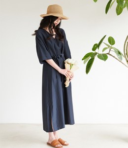 Women Boho V-Neck Linen Maxi <b>Dress</b> With Tie Waist <b>Loose</b> Fit Short Sleeve Summer Casual <b>Dress</b> - Product Image 4