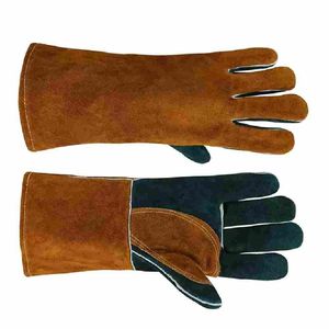 Gants de soudage en cuir 11 oz, résistants à la chaleur, longs, respirants, de sécurité, pour MIG TIG, résistants aux morsures, manipulation des animaux, barbecue, cheminée - Product Image 5